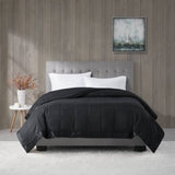 Lightweight Down Alternative Blanket with Satin Trim Black King B035P266699