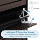 ON-TREND Minimalist Slim Tipping Bucket Shoe Cabinet with Hanging Hooks, Slits Design Panels WF308729AAB
