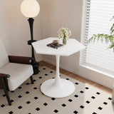 ZNTS 31.50" Modern Hexagonal Coffee Table with White Printed Marble Top and Metal Base for Dining Room, W757P186688