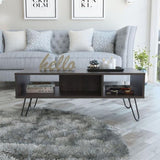 Vassel Coffee Table, Hairpin Legs, Two Shelves -Espresso B20091996