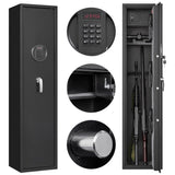 ZNTS Black Steel Gun Cabinet, with Inner Safe Box, LED Lights, Removable Shelf and Gun Rack. W1000122177