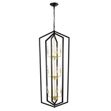 ZNTS 12-Light Lantern Tired Farmhouse Ceiling Hanging Light Black Chandelier Metal Modern Pendant Light W1592P209900