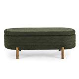 ZNTS Ottoman Oval Storage Bench,Rubber Wood Leg, Green W487P178761