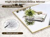 32"x40" Rectangular Bathroom Mirror Wall Mounted Mirror with Metal Frame, Gold 03652735