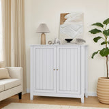 White Double Door Storage, Mid-Century Modern Freestanding Buffet, Bathroom Storage W1706P324561