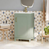 20 Inch Modern Small Bathroom Vanity Cabinet With Ceramic Basin- 20*14.5*33.3 Inches,Ample N729P170386F
