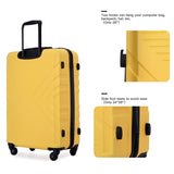 3 Piece Luggage Sets ABS Lightweight Suitcase with Two Hooks, Spinner Wheels, TSA Lock, , 53573622