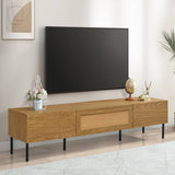 Boho TV Stand for TVs up to 80'' , Modern Farmhouse Media Console, Entertainment Center with Metal N710P206387Q