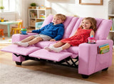 Pink 2Seater Kids Recliner Loveseat, Adjustable Double Toddler Sofa with Cup Holders & Storage 51633070