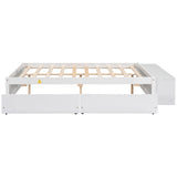 ZNTS Full Size Bed with Storage Case, 2 Storage drawers, Lengthwise Support Slat,White 13087519