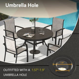 VRSHWO"Outdoor Round Patio Dining Table 4-6, All Weather Metal Dining Table with Umbrella Hole W213P332251