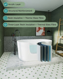 55" Acrylic Freestanding Bathtub, Small Soaking tub, Glossy White, Toe-tap Chrome Drain, cUPC W1675P189567