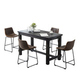 Bronco Antique Wood Finished Counter Height Dining Set Table and Four Chairs, Brown T2574P194414