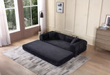 Convertible Sleeper Sofa Bed with Cylindrical Pillow - Corduroy Folding Mattress Couch with W3199P277913