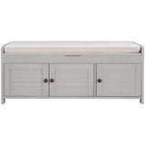 Storage Bench with 3 Shutter-shaped Doors, Shoe Bench with Removable Cushion and Hidden Storage 71735742