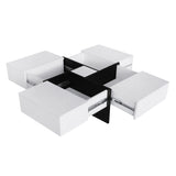 ZNTS ON-TREND Unique Design Coffee Table with 4 Hidden Storage Compartments, Square Cocktail Table with WF305182AAK