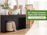 63" Fluted Console Table with 3 Drawers, Long Sofa Table Behind Couch for Living Room, Hallway, W2917P542461