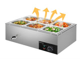 110V 1200W 3L*6 Stainless Steel Small Six Plates Heating Food Warming Soup Pool Silver 47456764