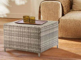 Outdoor PE Wicker Side Table with Storage, Patio Rattan End Table Square 36043080