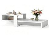 2-Tier Modern Geometric Coffee Table Engineered Wood Low Center Table with Storage Shelf, Waterproof 79340372