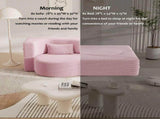 Modern Floor Sofa with 2 Pillows,Convertible Sherpa Fleece Fabric Foam-Filled Sleeper Sofa Bed,15" 78597283