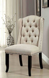 Rustic Style 2pc Side Chair Button Tufted Nailhead Trim Wingback Antique Black And Beige Finish B2741P408973