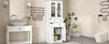 ZNTS Tall Bathroom Storage Cabinet, Cabinet with Four Doors and Drawers, Adjustable Shelf, MDF Board, N725P186647W