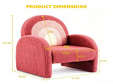 1pcs Wood Frame Armchair Kids Sofa, Red Gradient Teddy Velvet 55234829