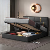 ZNTS Queen Size Upholstered Platform Bed with Hydraulic Storage System,No Box Spring Needed,Black WF310943AAB