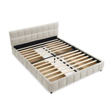 Queen Size Upholstered Bed ,comfortable upholstered bed frame, Chenille fabric, with headboard and W487P235287