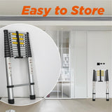Telescoping Ladder 12.5FT, Telescopic Extension Ladder, Aluminum Alloy Folding Ladder Portable W2660P255609