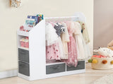 Kids Costume Organizer Costume RackKids ArmoireOpen Hanging Armoire Closet with Mirror-WHITE 47355127