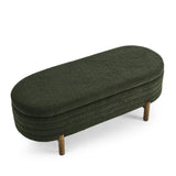 ZNTS Ottoman Oval Storage Bench,Rubber Wood Leg, Green W487P178761