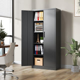 72"H Metal Garage Storage Cabinet, Black Tool Steel Locking Cabinet with Doors and 4 Shelves, Tall 74034896