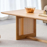 Chinese style log wind Imitation rattan tea table rectangular solid wood coffee table small family W115191494