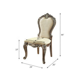 Beige and Antique Oak Side Chair with Nailhead Trim B062P215501