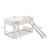 Elevated Cross Guard Rail with Slide Twin Pine Wooden Bed White 42592496