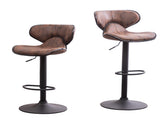 Masaccio Weathered Upholstery Airlift Adjustable Swivel Barstool with Chrome Base, Set of 2, Brown T2574P165091