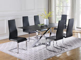 Set of 4 Leatherette Upholstered Dining Side Chairs, Black B016P223035