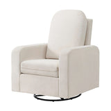 Glider Swivel Chair White Box Seat Cushion Solid Rubberwood Transitional Style Living Room 1pc B2741P598435