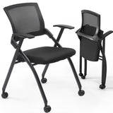 ZNTS 2 Pack Stackable Conference Room Chairs with Wheels, Folding Office Chair with Rebound Back, Padded 67372480