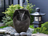Backyard Water Fountain 21.5 Tall Floor Standing Fountain, Indoor/Outdoor Modern Two-Tier 56051959