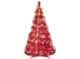 6FT Red Pop-Up Christmas Tree with 150 Warm White LED Lights, Ornaments Included 4 Ribbons, Bow, 47979729