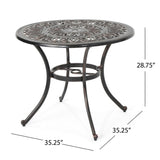 Outdoor Round Cast Aluminum Dining Table, Shiny Copper 64858.00