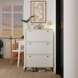 Modern and stylish white shoe cabinet with 3 flip drawers, entrance shoe narrow shoe rack W3166P268392