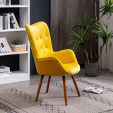Doarnin Contemporary Silky Velvet Tufted Button Back Accent Chair, Yellow T2574P164271