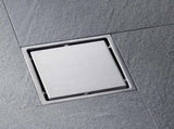 6 Inch Square Shower Drain with 2-in-1 Flat & Tile Insert Removable Cover, 304 Stainless Steel with 05710814