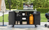 K&K 55.5" Kitchen Island with Sink, Metal Grill Cart Table with 304 Stainless Steel Sink, N707P270780B