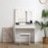 ZNTS Vanity table with large lighted mirror, makeup vanity dressing table with drawer, 1pc upholstered 16427399