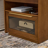 Mid Century Modern Nightstand Charging Station & Outlet Hole & 2 Drawers, Farmhouse End Table W1801P303389